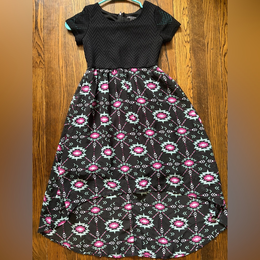 Xhilaration Black and Pink Geometric Kids Dress